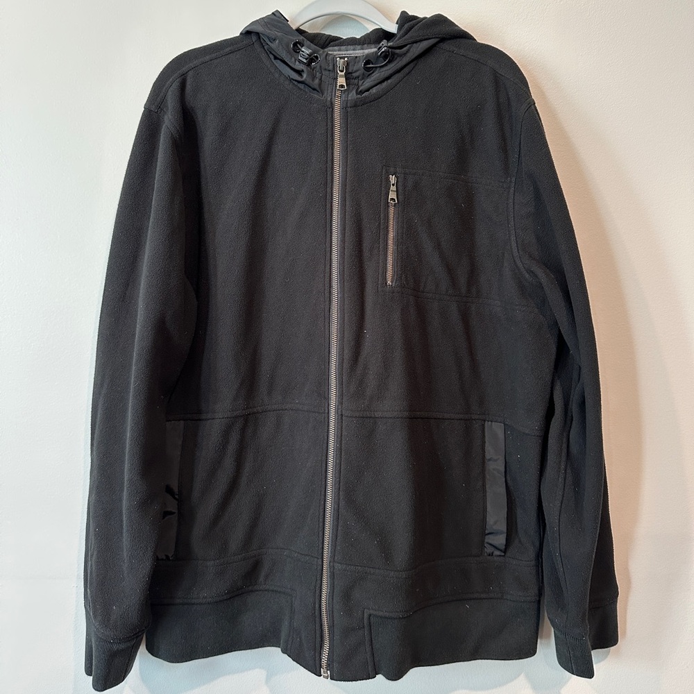 Banana Republic Men's Black Microfleece Zip-Up Hoodie